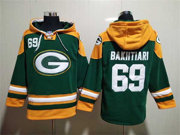 Green Bay Packers #69 David Bakhtiari Green Lace-Up Pullover Hoodie,We sell and wholesale Green Bay Packers #69 David Bakhtiari Green Lace-Up Pullover Hoodie on line form chian!